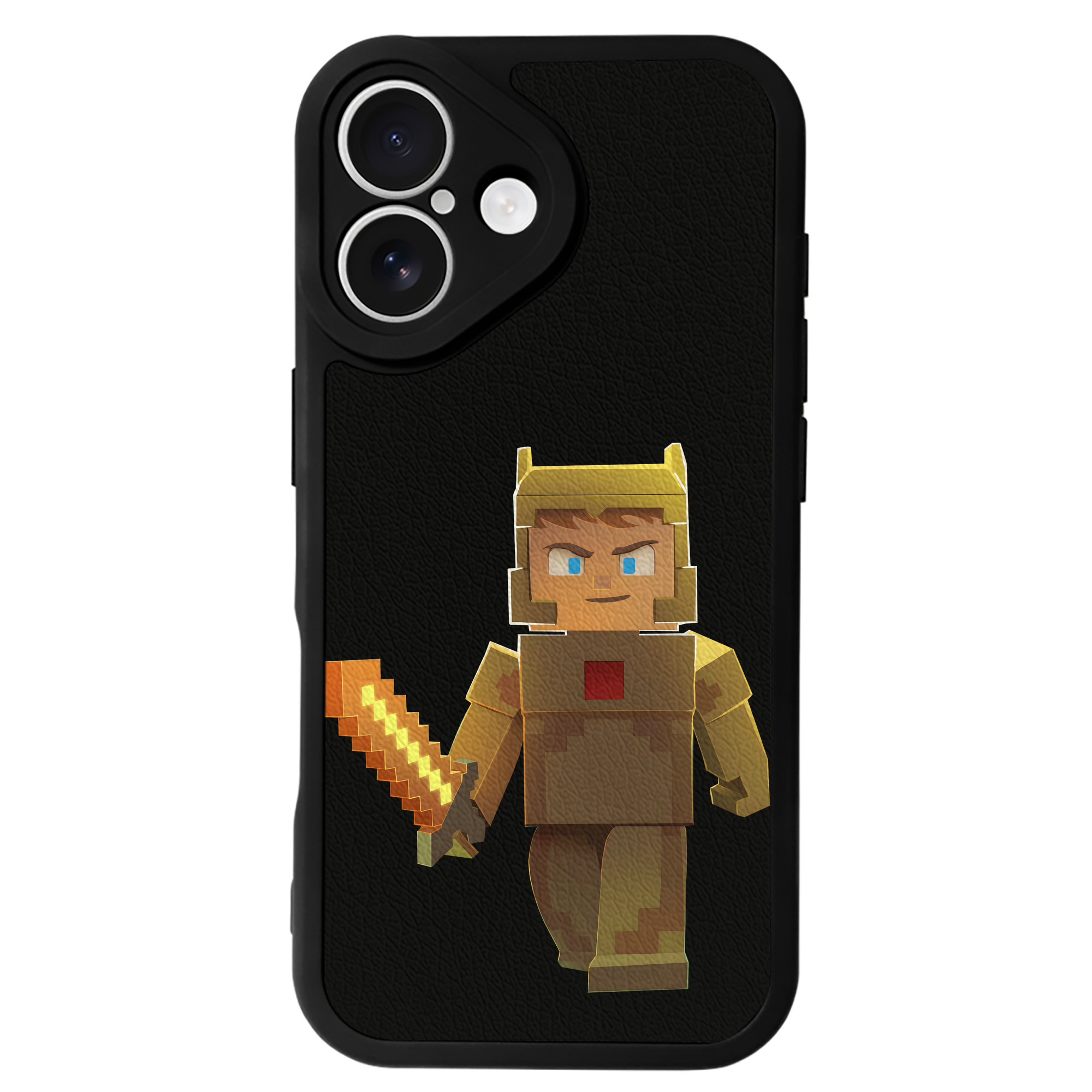 （画像用） マインクラフト ブロックの世界 Minecraft MC Block world 【iPhone 16シリーズ対応】シリコンスマホケース（レザー調） 材質：シリコン